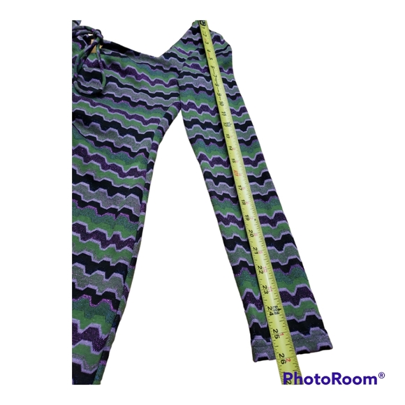NWT Zara Purple Green Metallic Zig Zag Knit Keyhole Retro Mini Dress Size S - Picture 5 of 10